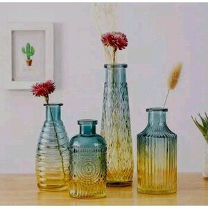 Glass Bud Vases 4-Pk Vintage/Retro/Decorative/Wedding/Baby Shower/Great Gift 🎁
